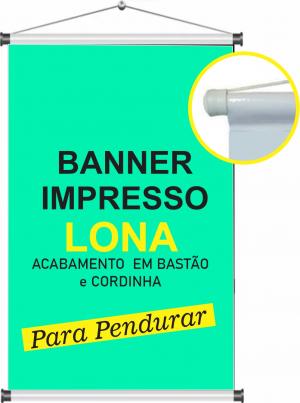 Banner Lona 440g   Brilho Madeira e cordinha 