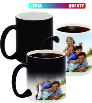 Caneca Mágica Personalizada Porcelana Termosensível  Preta Fosca Sublimação  