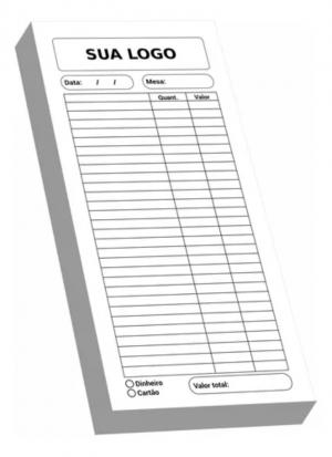 Comanda Personalizada Sulfite 75g 10x21cm 4x0 50 Folhas cada Talão  1 Via